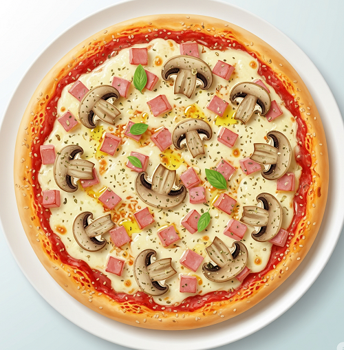 53. Ham & Mushroom Pizza 